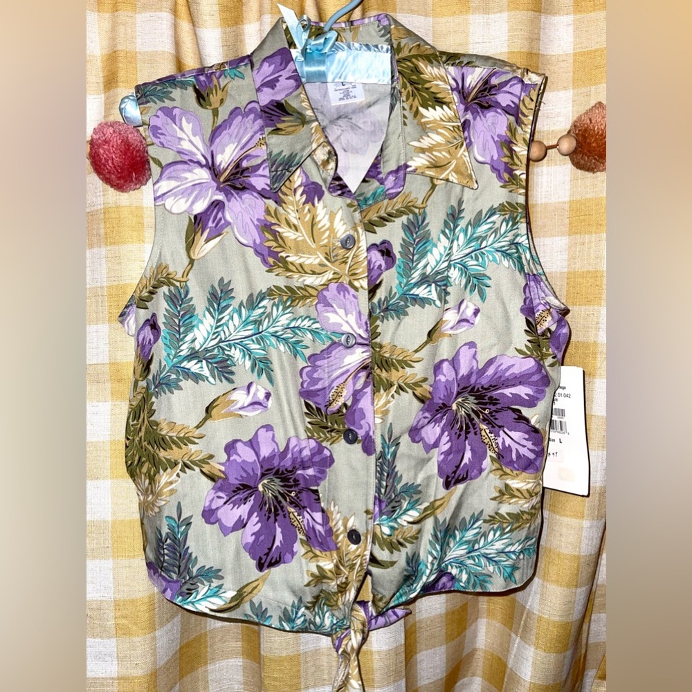 VTG vintage Lindsey Scott Large cottagecore button up floral blouse so beautiful